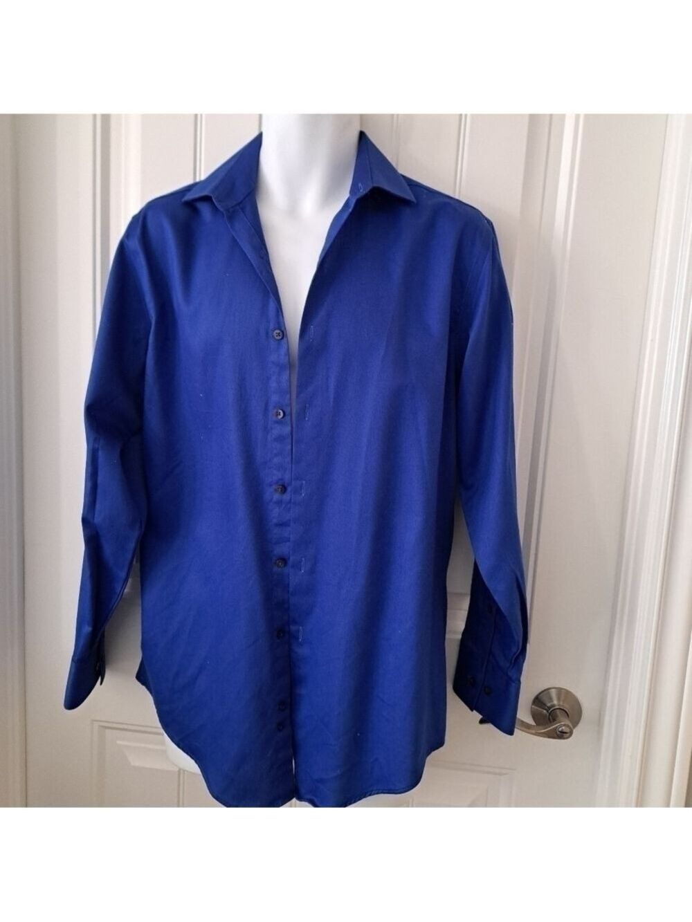 Geoffrey BEENE fitted long sleeve dress shirt cotton blend M 15" neck